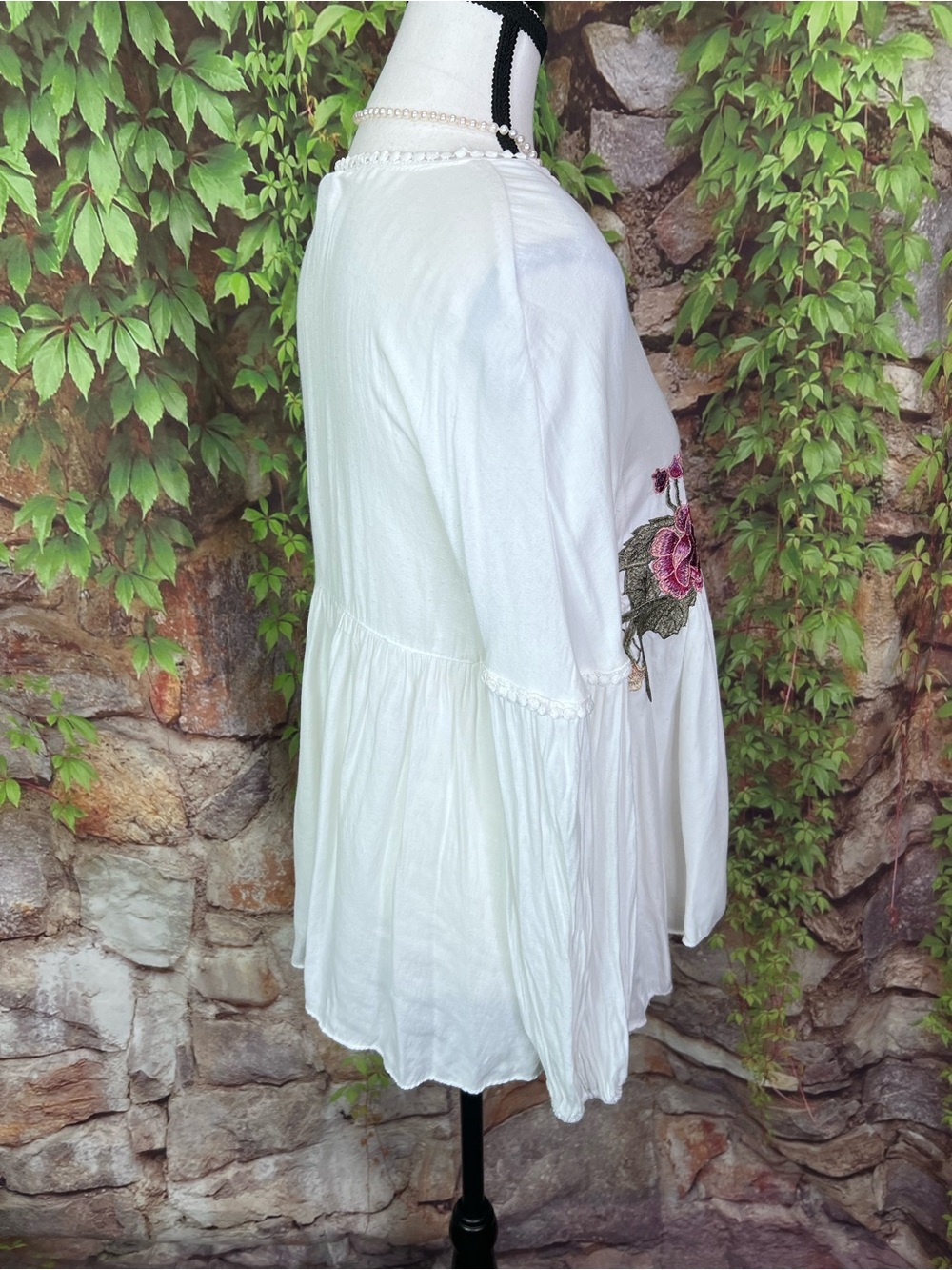MAX STUDIO White Bohemian Embroidered Blouse, S - Picture 10 of 13